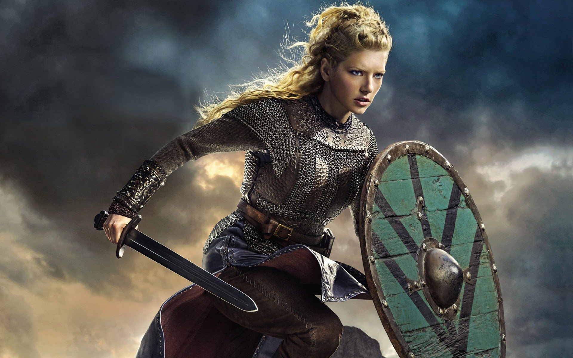 Lagertha on Vikings, glam take on shield maiden armor. But nice to see.